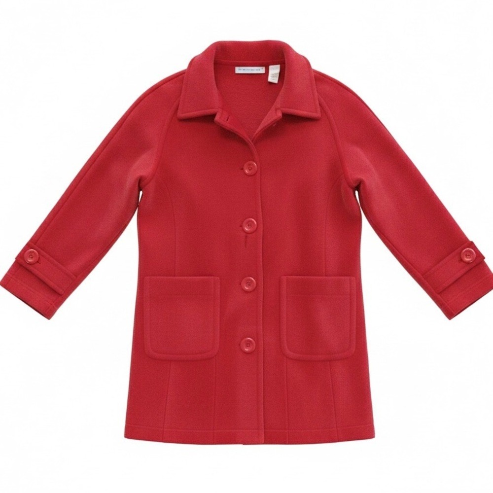 Brownstone Studio Red Fleece Button Front Coat Jacket Pockets Womens Large L